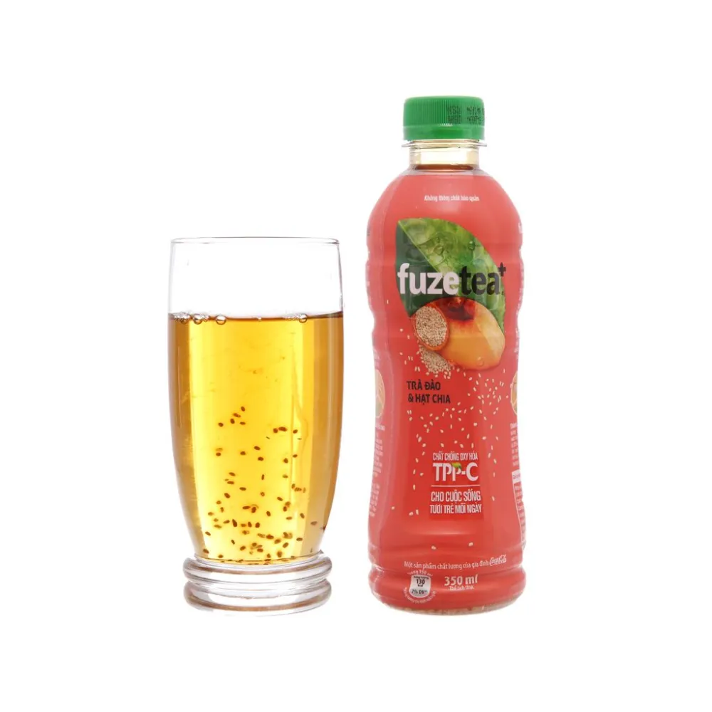 Lốc 6 chai trà đào và hạt chia Fuzetea+ 350ml