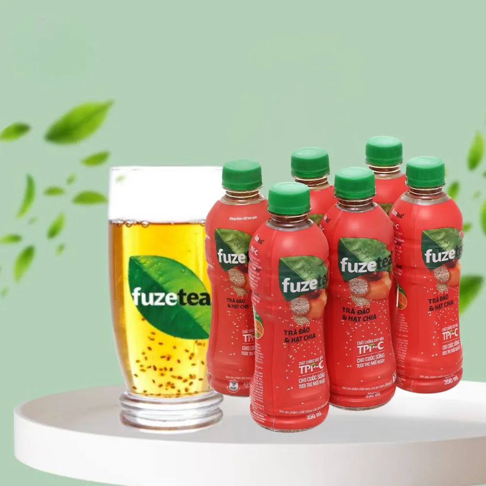 Lốc 6 chai trà đào và hạt chia Fuzetea+ 350ml