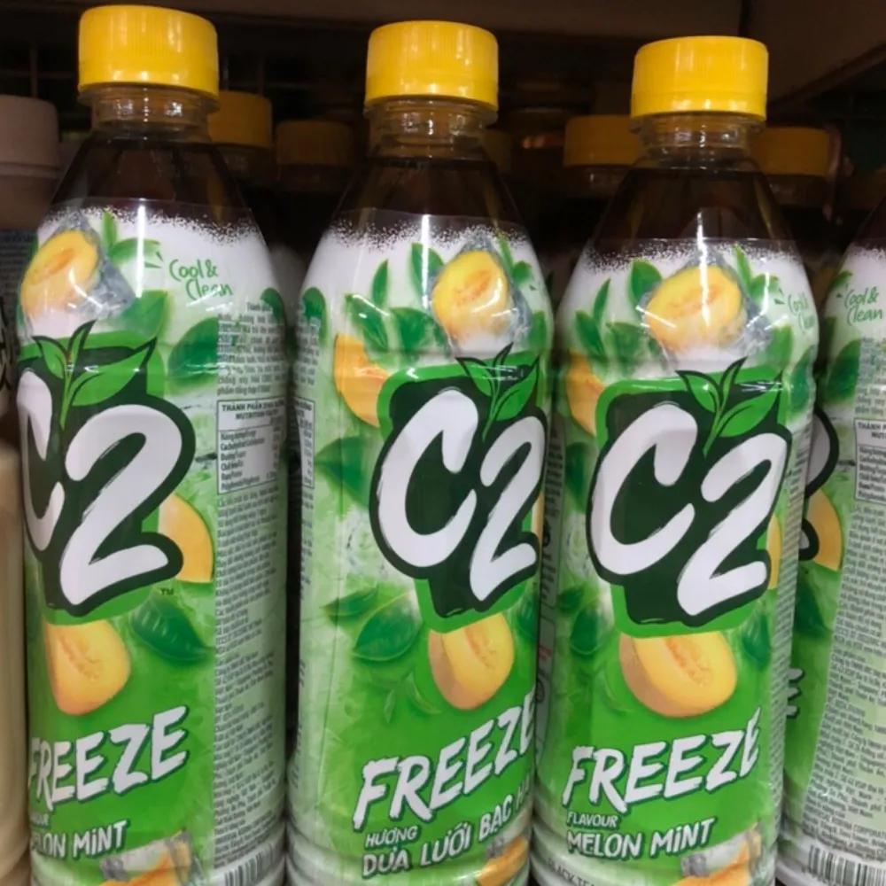Lốc 6 chai trà đen C2 Freeze hương dưa lưới bạc hà 455ml
