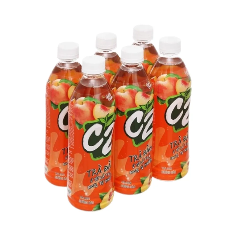 Lốc 6 chai trà đen C2 hương đào 455ml