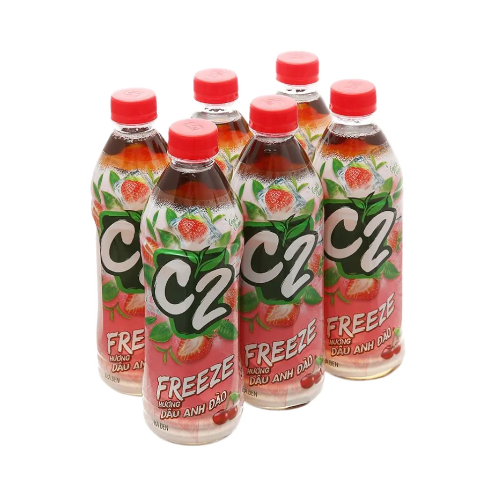 Lốc 6 chai trà đen C2 hương dâu anh đào 455ml