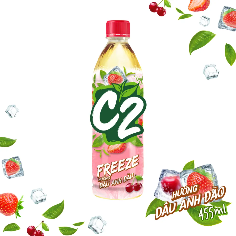 Lốc 6 chai trà đen C2 hương dâu anh đào 455ml