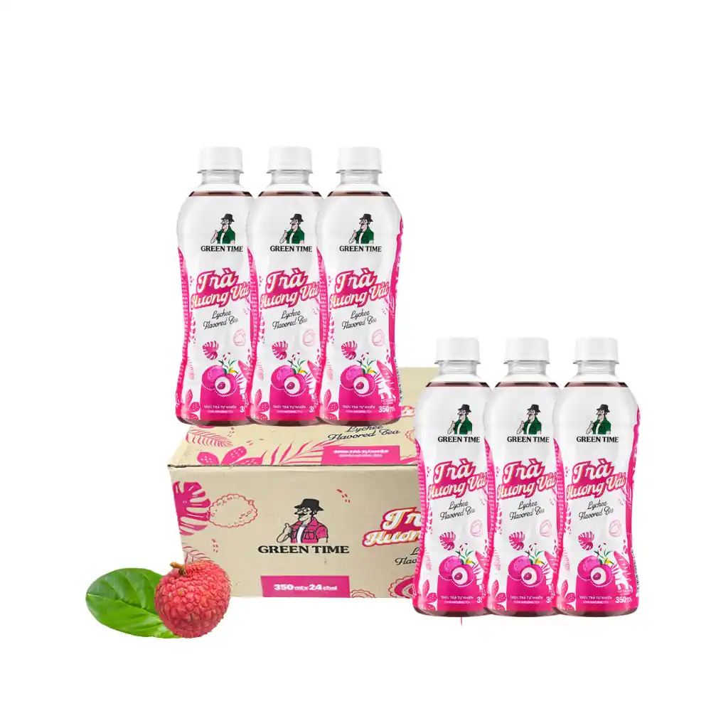 Lốc 6 chai trà Greentime hương vải 350ml