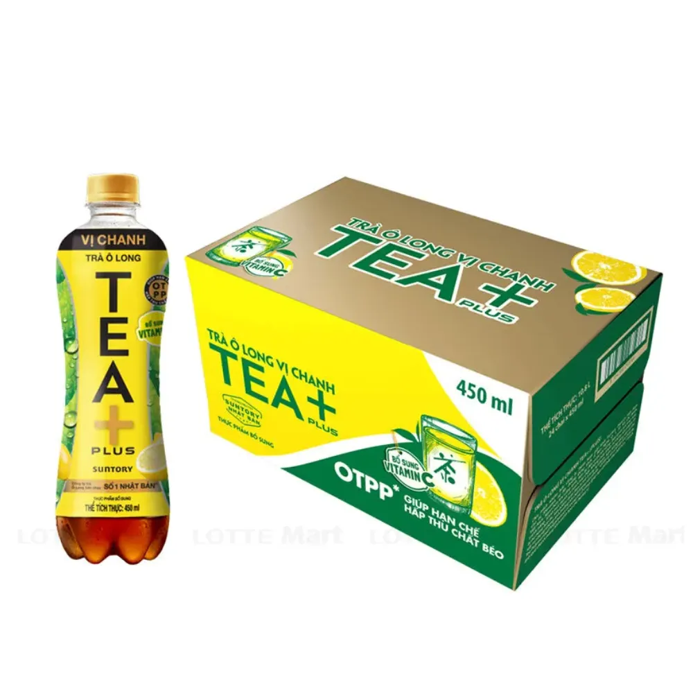 Lốc 6 chai trà ô long TEA+ Plus vị chanh 450ml