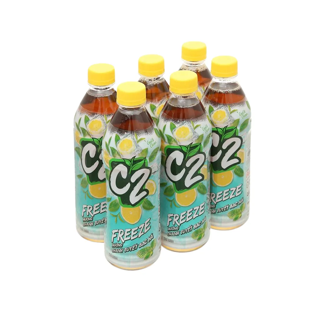 Lốc 6 chai trà xanh C2 Freeze hương chanh tuyết bạc hà 455ml