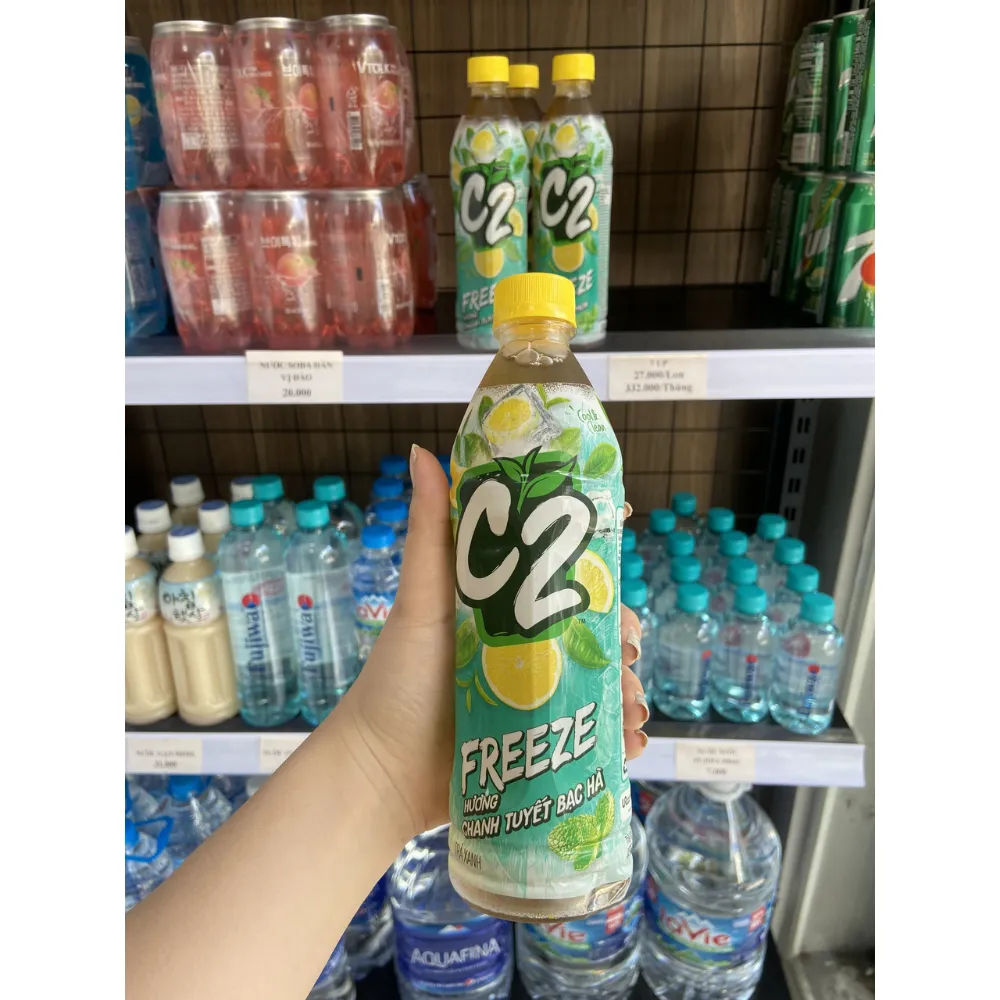Lốc 6 chai trà xanh C2 Freeze hương chanh tuyết bạc hà 455ml