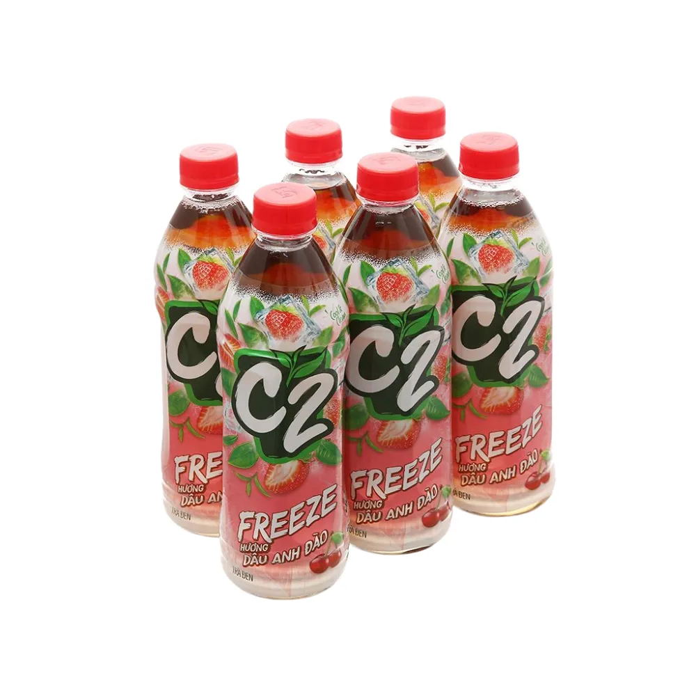 Lốc 6 chai trà xanh C2 C2 Freeze hương dâu anh đào 455ml