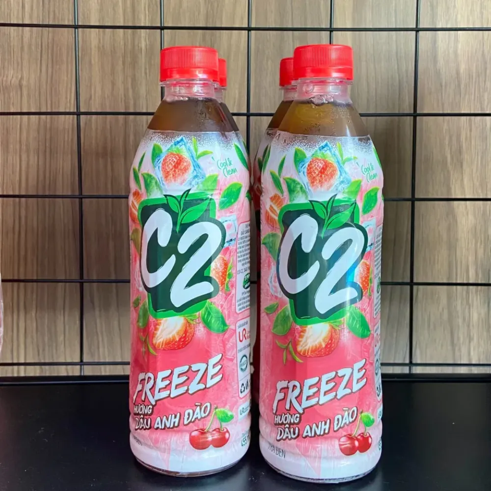 Lốc 6 chai trà xanh C2 C2 Freeze hương dâu anh đào 455ml