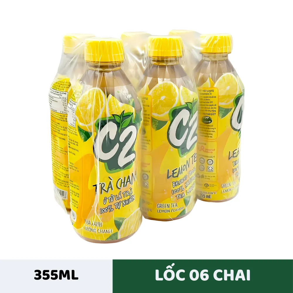 Lốc 6 chai trà xanh C2 hương chanh 355ml