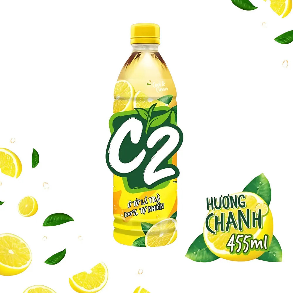 Lốc 6 chai trà xanh C2 hương chanh 455ml