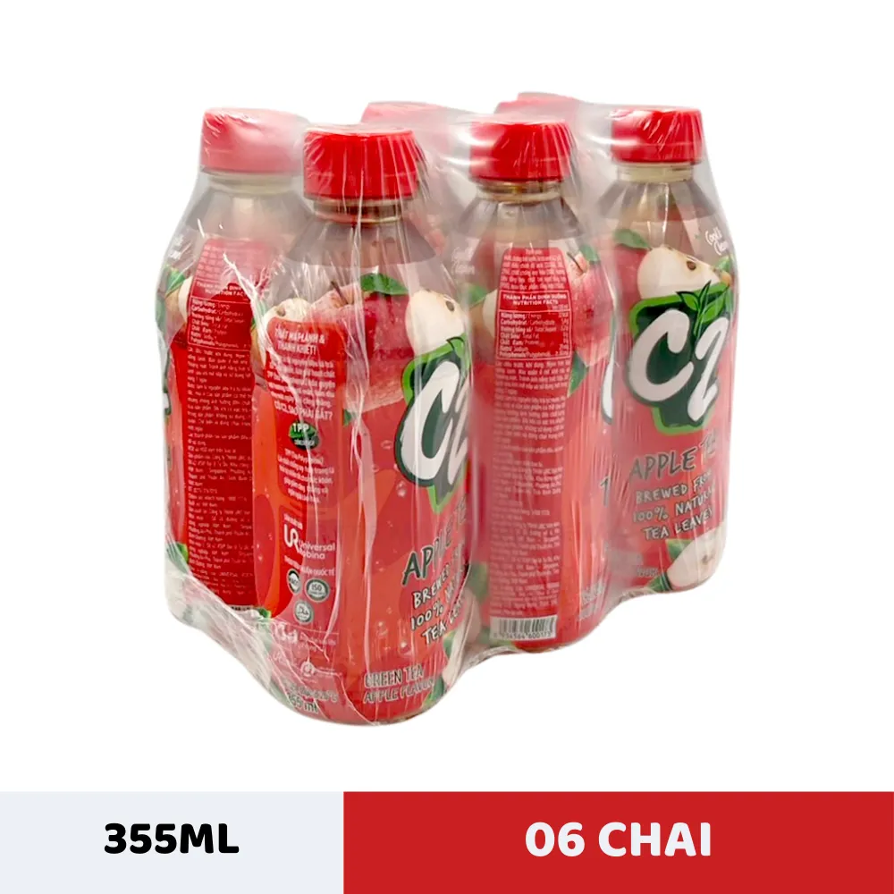 Lốc 6 chai trà xanh C2 hương táo 355ml