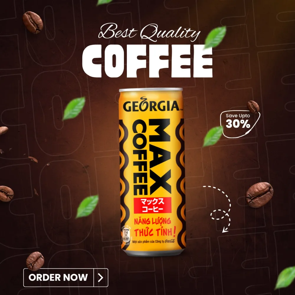 Lốc 6 lon cà phê sữa Georgia Max Coffee 180ml