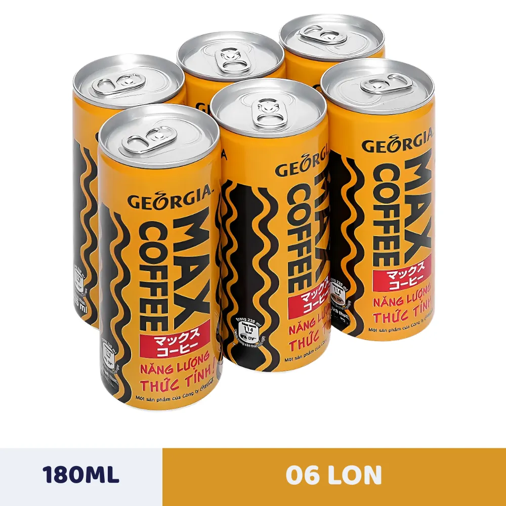 Lốc 6 lon cà phê sữa Georgia Max Coffee 180ml