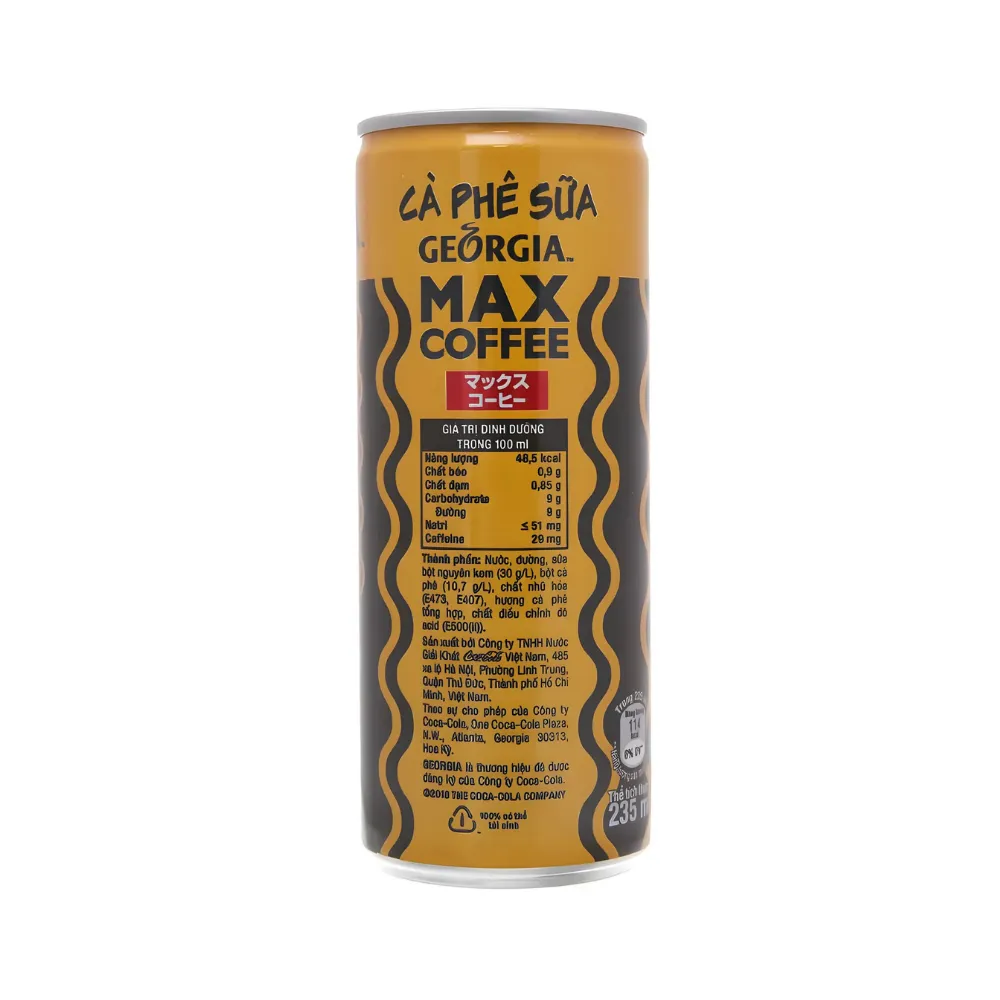 Lốc 6 lon cà phê sữa Georgia Max Coffee 180ml