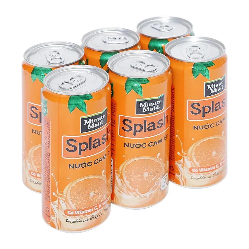 Lốc 6 lon nước cam có tép Teppy Minute Maid 320ml
