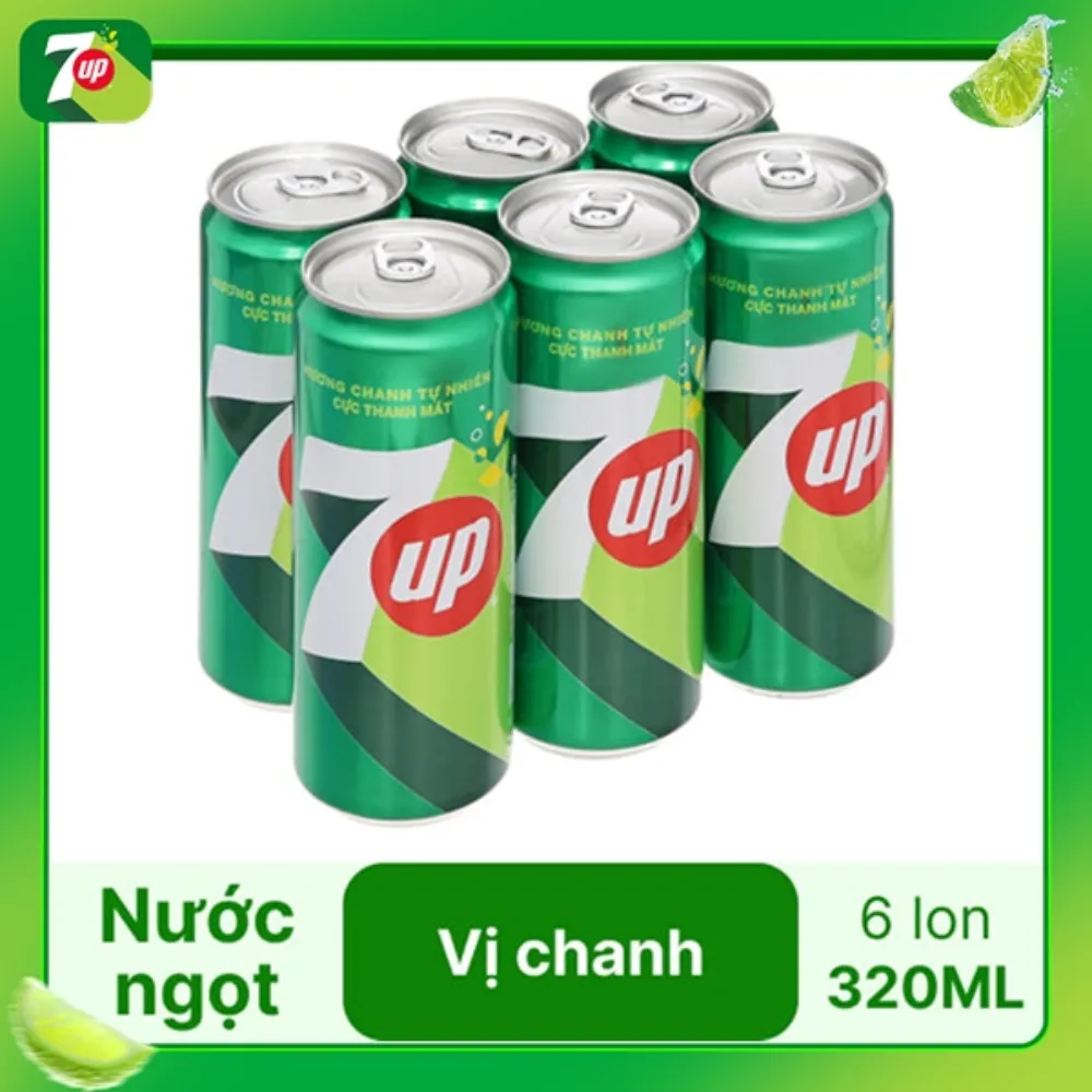 Lốc 6 lon nước ngọt 7Up 320ml