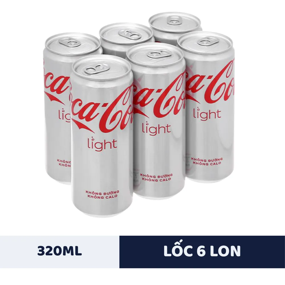 Lốc 6 lon nước ngọt Coca Cola Light 320ml