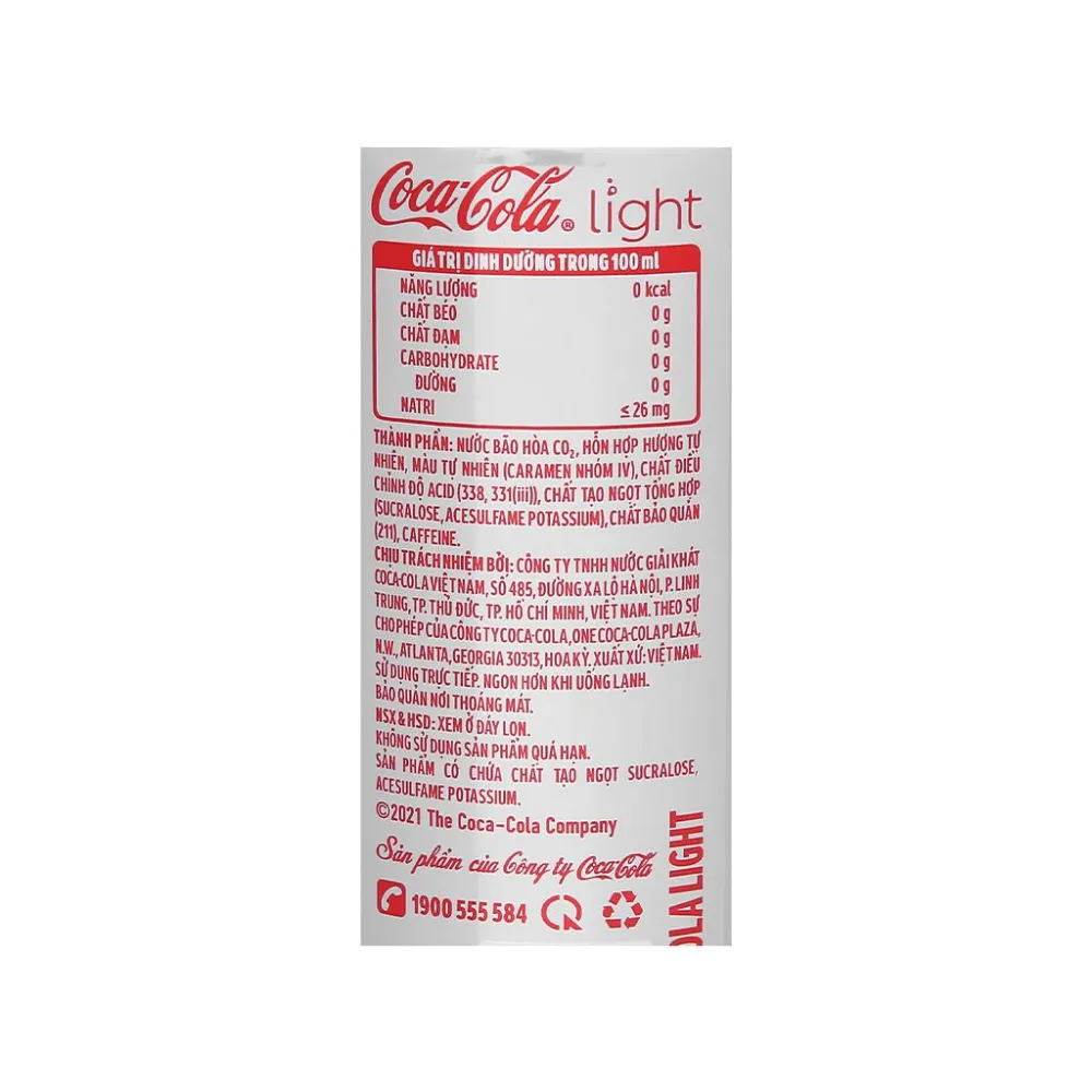 Lốc 6 lon nước ngọt Coca Cola Light 320ml