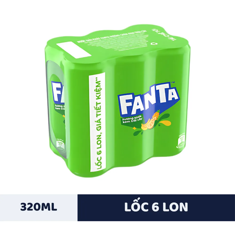 Lốc 6 lon nước ngọt Fanta soda kem 320ml