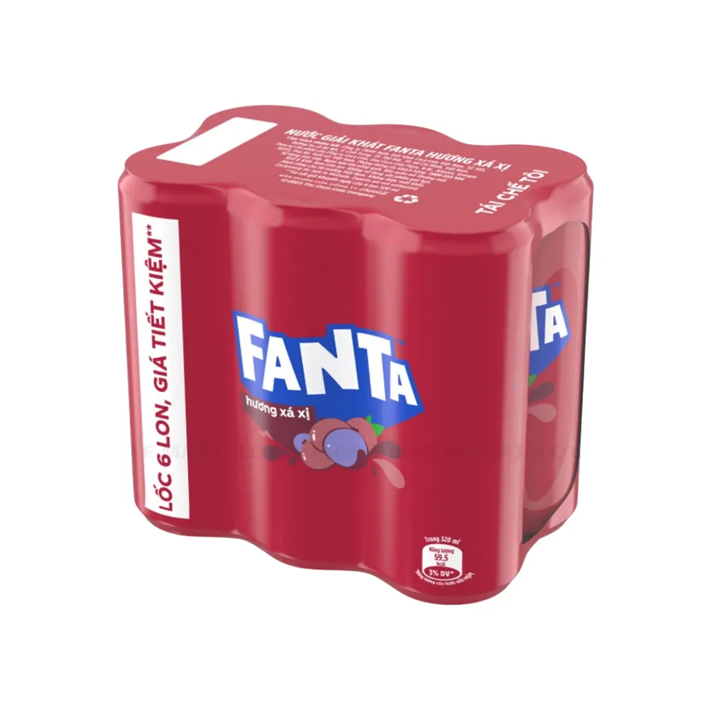 Lốc 6 lon nước ngọt Fanta xá xị 320ml