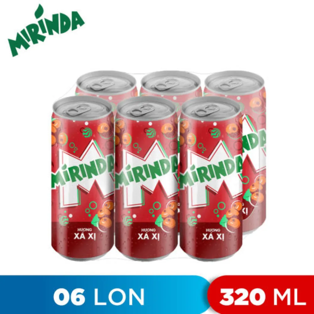 Lốc 6 lon nước ngọt Mirinda xá xị 320ml