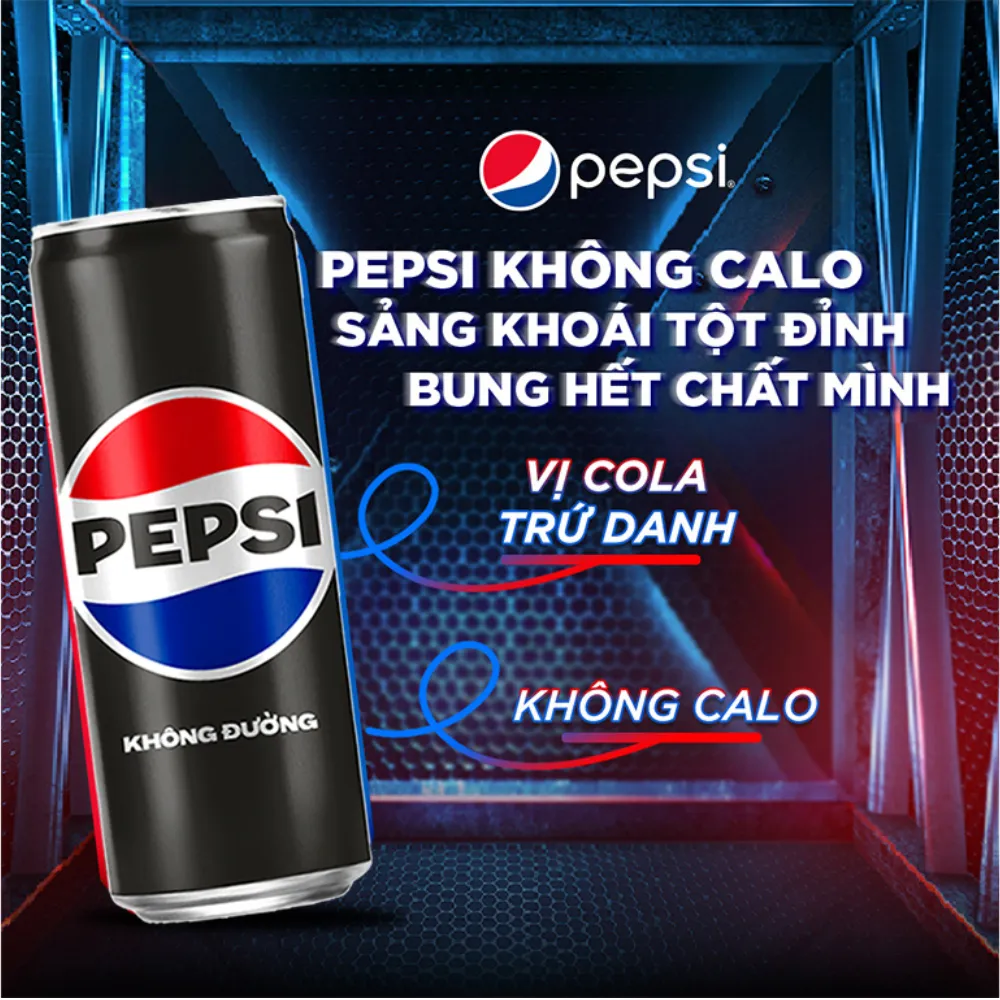 Lốc 6 lon nước ngọt Pepsi không calo 320ml
