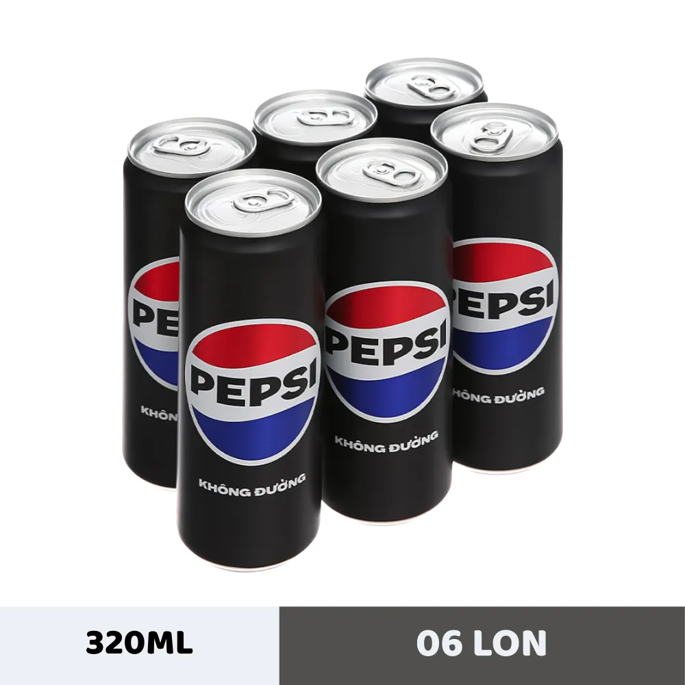 Lốc 6 lon nước ngọt Pepsi không calo 320ml