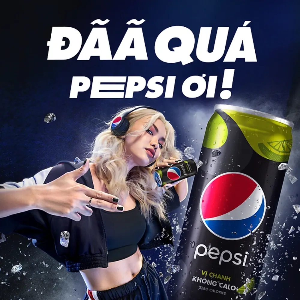 Lốc 6 lon nước ngọt Pepsi không calo vị chanh 320ml