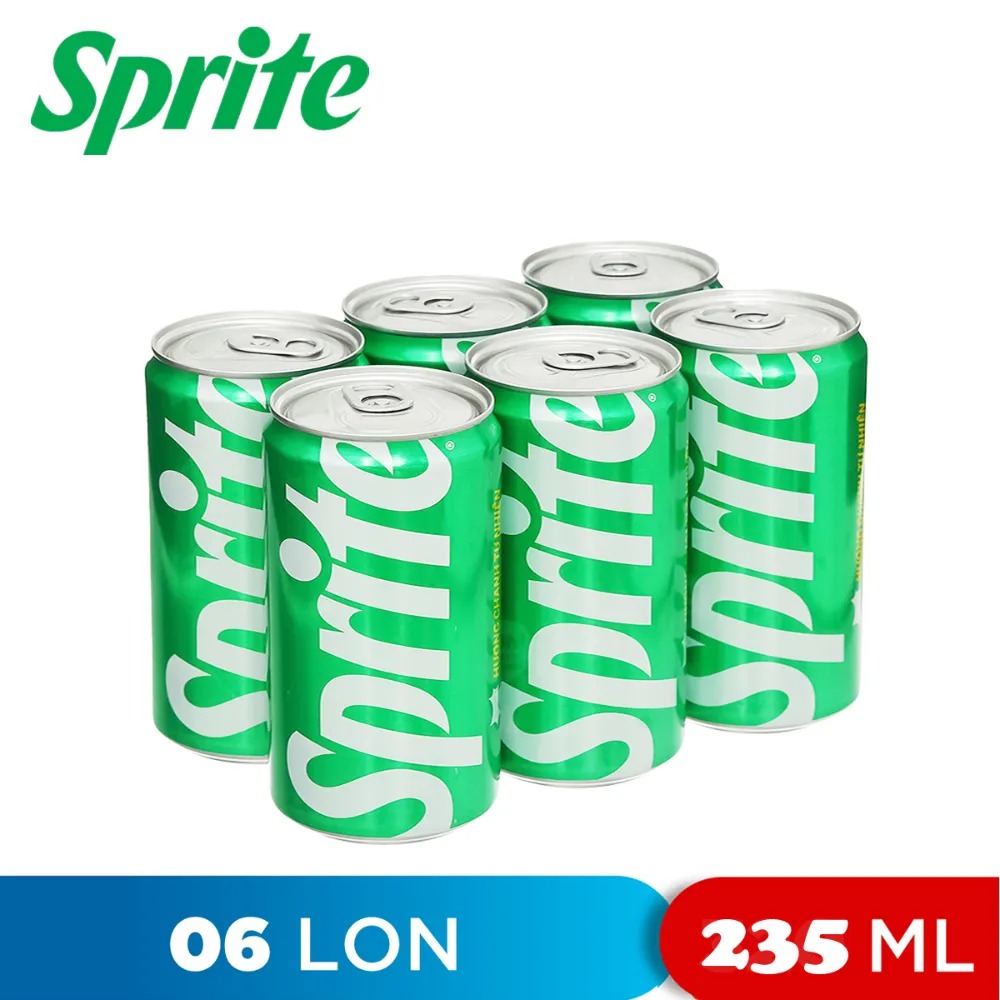 Lốc 6 lon nước ngọt Sprite chanh 235ml