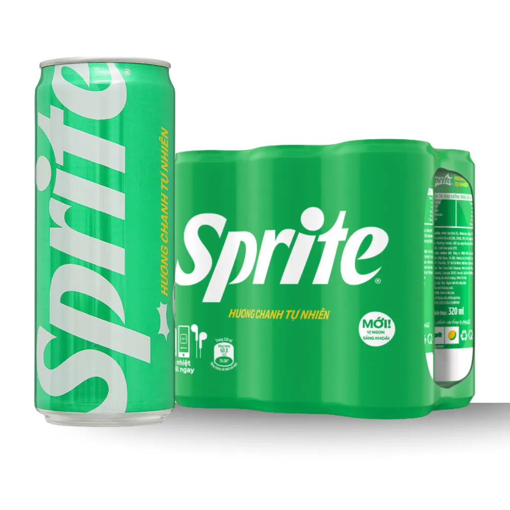 Lốc 6 lon nước ngọt Sprite chanh 320ml