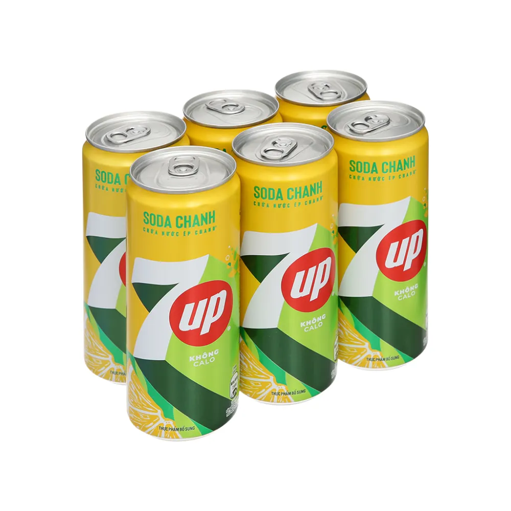Lốc 6 lon nước soda 7Up chanh 320ml