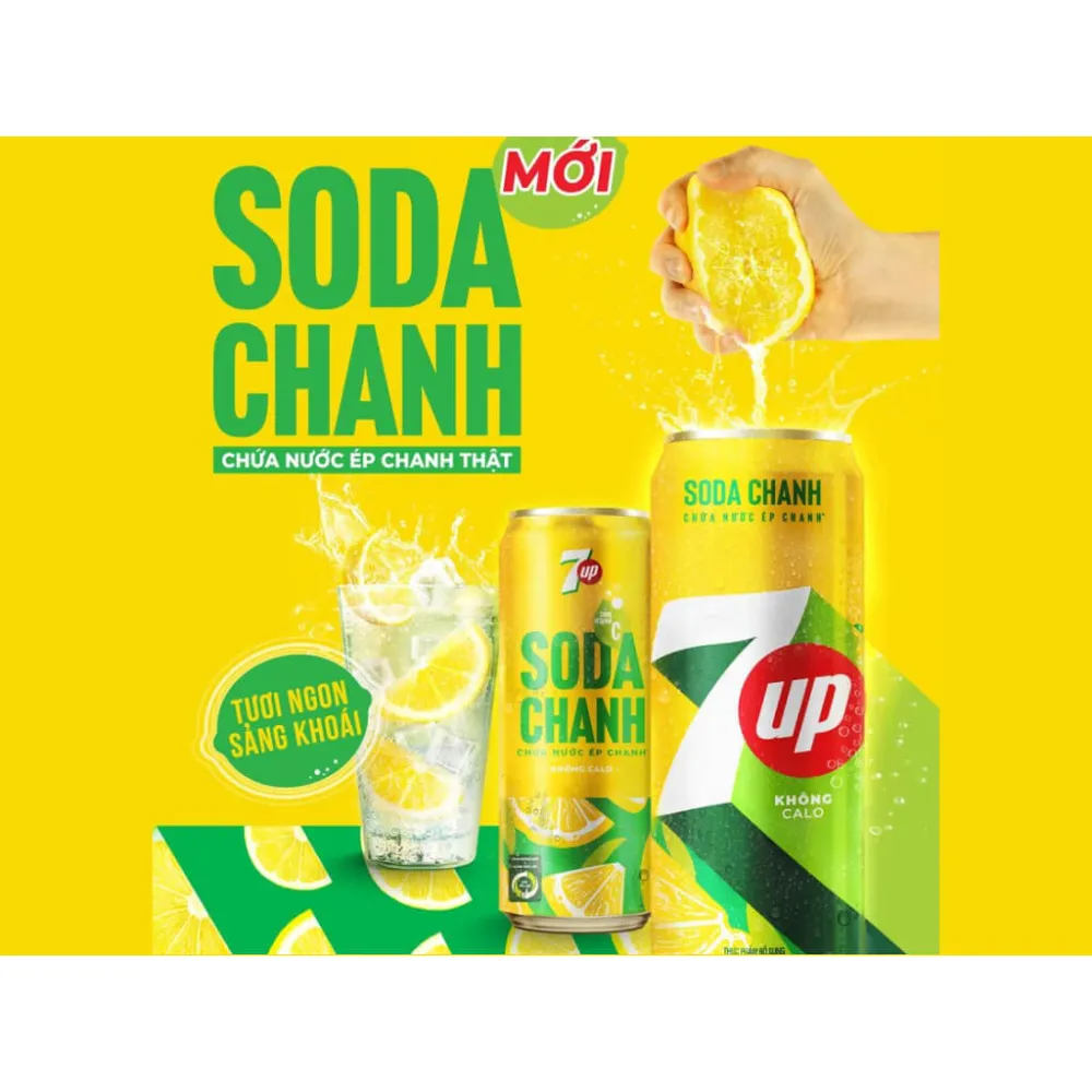 Lốc 6 lon nước soda 7Up chanh 320ml