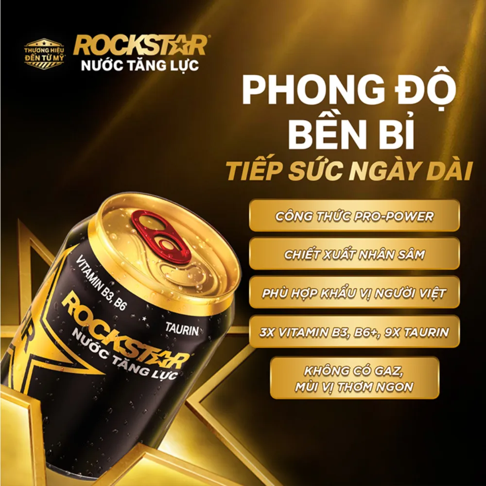 Lốc 6 lon nước tăng lực Rockstar 250ml