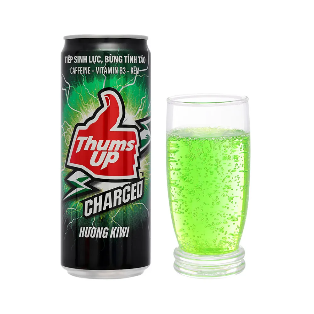 Lốc 6 lon nước tăng lực Thums Up Charged hương kiwi 320ml