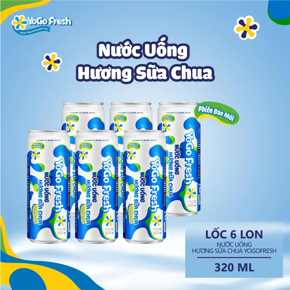 Lốc 6 lon nước uống sữa chua Yogo 320ml
