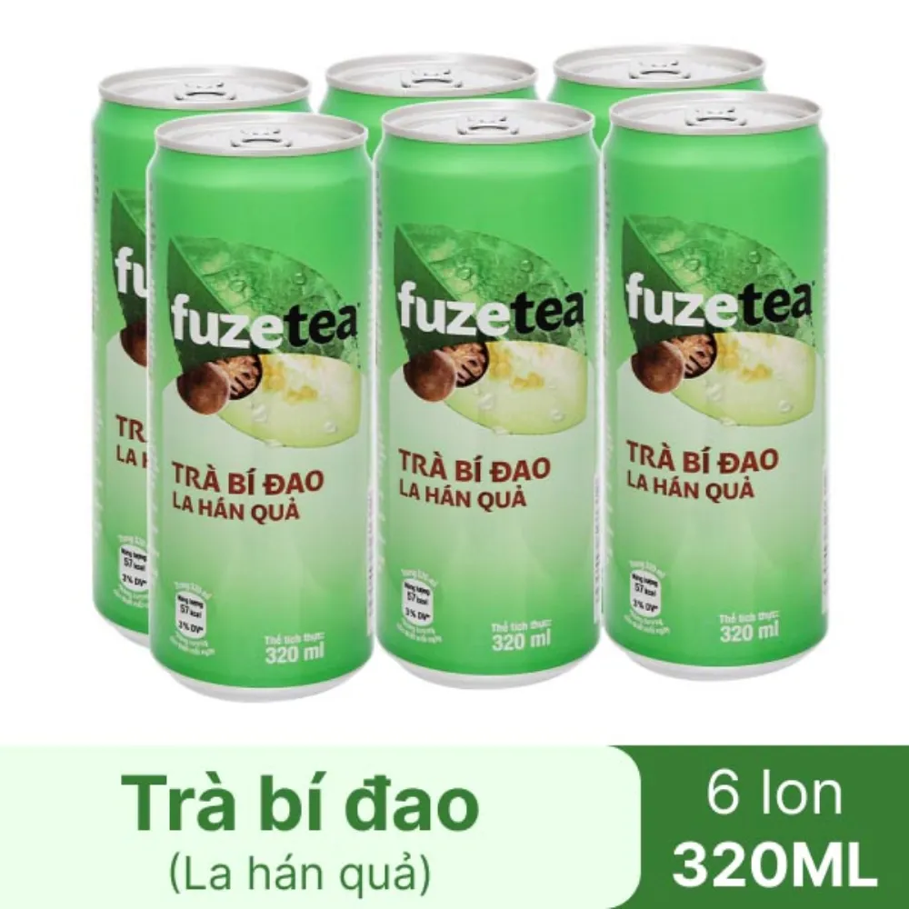 Lốc 6 lon trà bí đao la hán quả Fuzetea+ 320ml