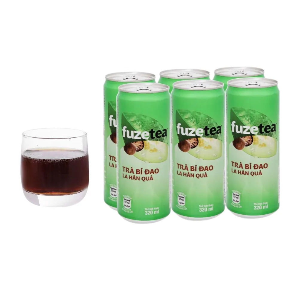 Lốc 6 lon trà bí đao la hán quả Fuzetea+ 320ml
