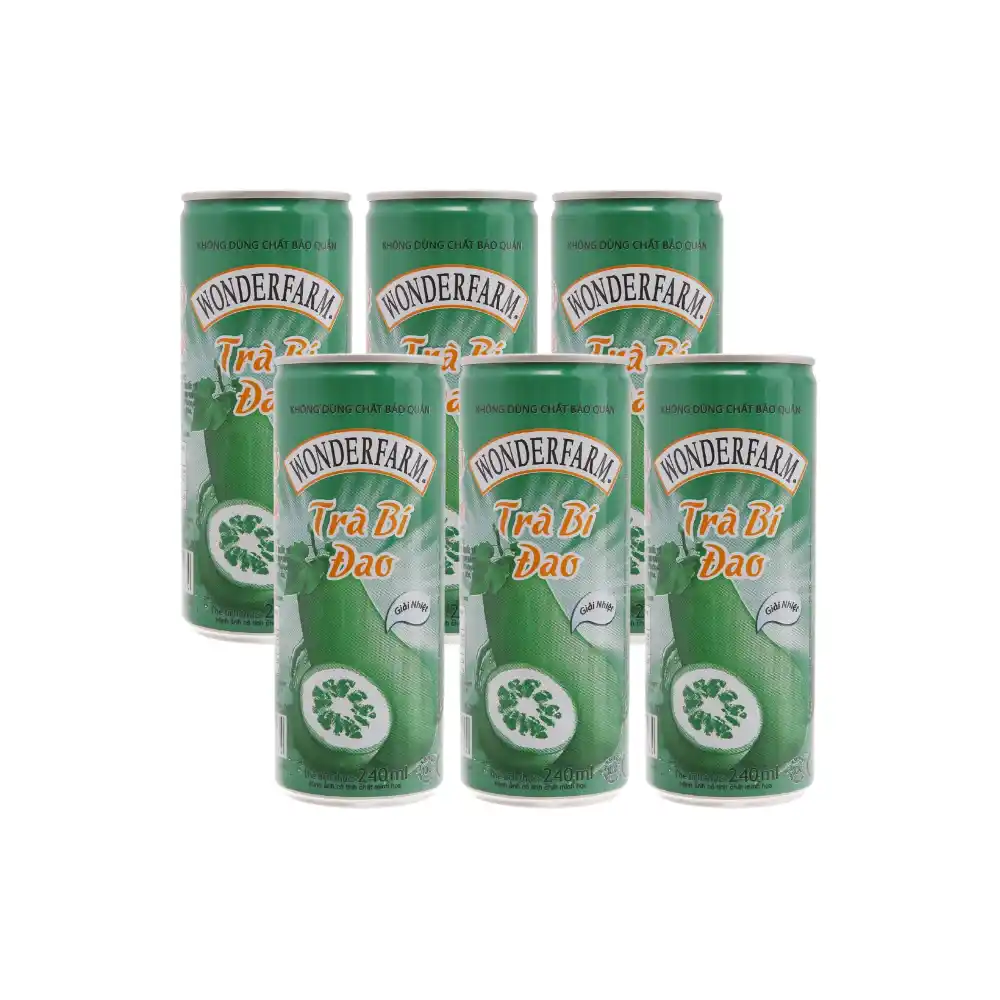 Lốc 6 lon trà bí đao Wonderfarm 240 ml