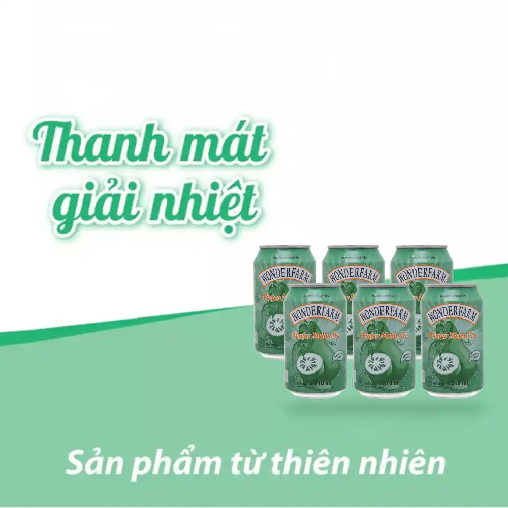 Lốc 6 lon trà bí đao Wonderfarm 310 ml