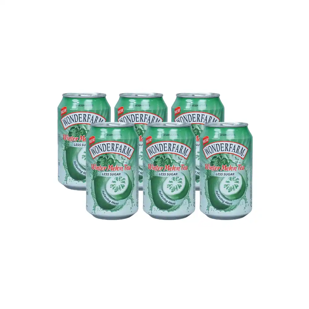 Lốc 6 lon trà bí đao Wonderfarm ít đường lon 310 ml