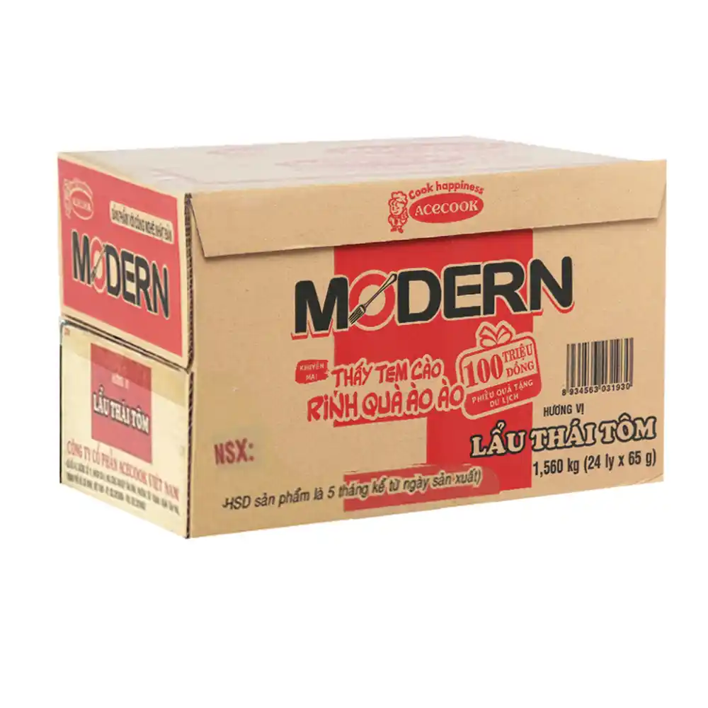 Lốc 6 ly mì Modern lẩu Thái tôm 67g