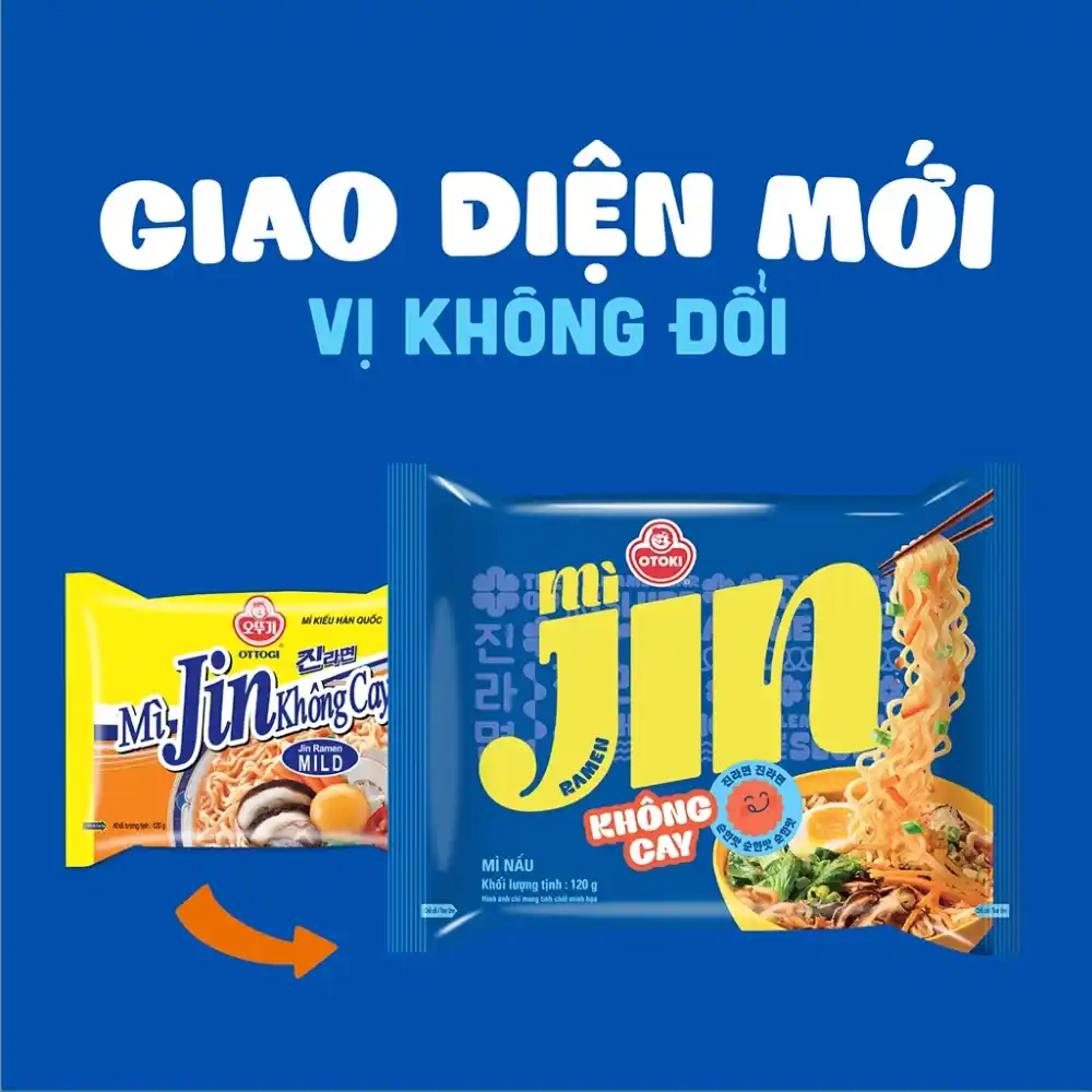 Lốc mì Jin Ottogi không cay gói 120g/65g/110g