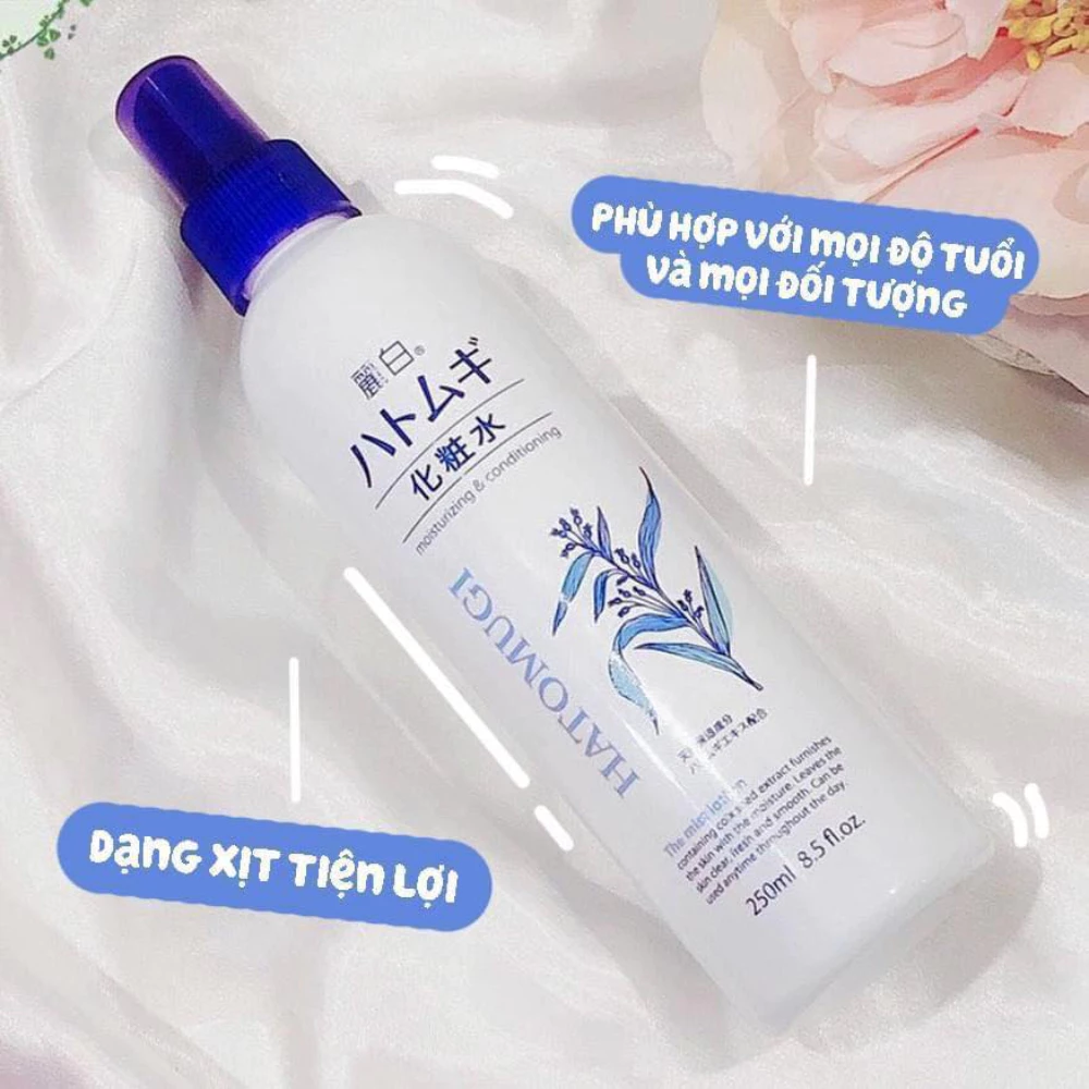 Lotion Hatomugi dưỡng ẩm, làm sáng da dạng xịt 250ml