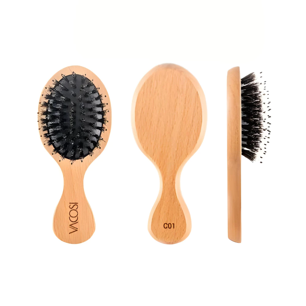Lược gỗ VACOSI massage, ngăn tĩnh điện, làm bóng tóc C01 (Dạng bỏ túi)