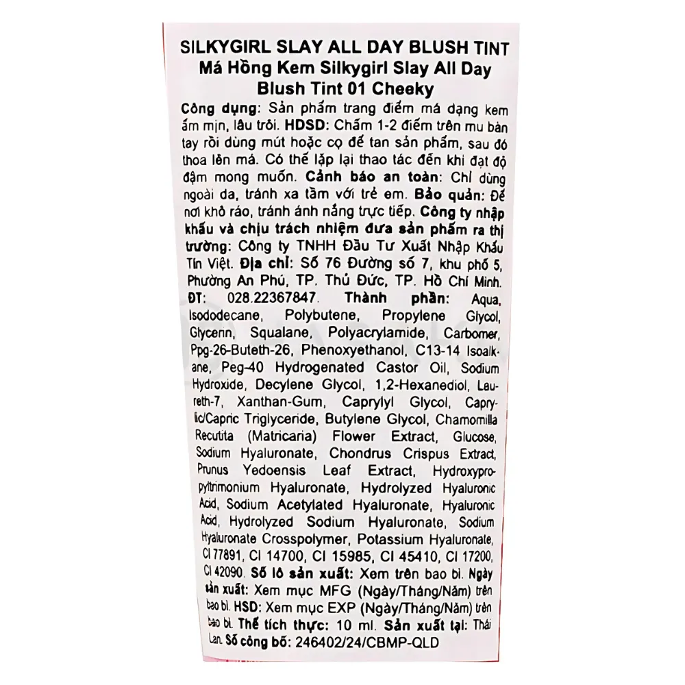 Má hồng dạng kem Silkygirl Slay All Day 10ml