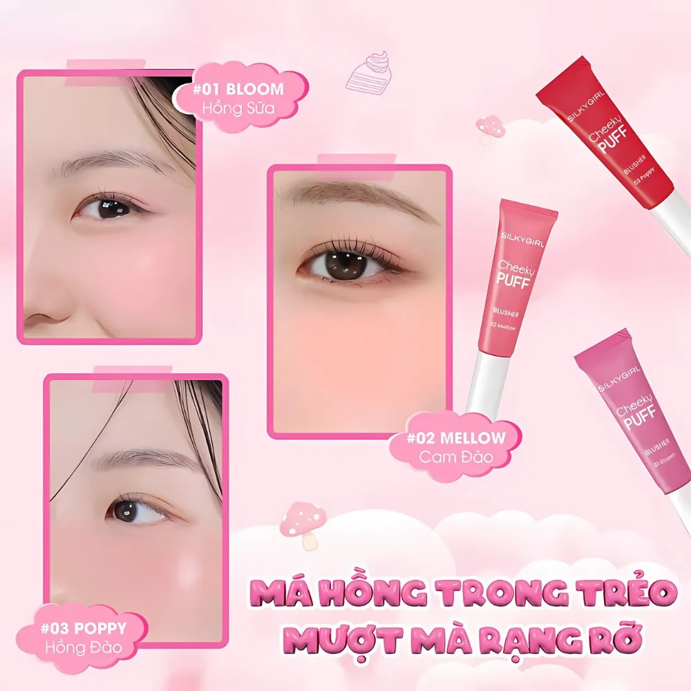 Má hồng dạng kem Silkygirl Cheeky Puff 6ml