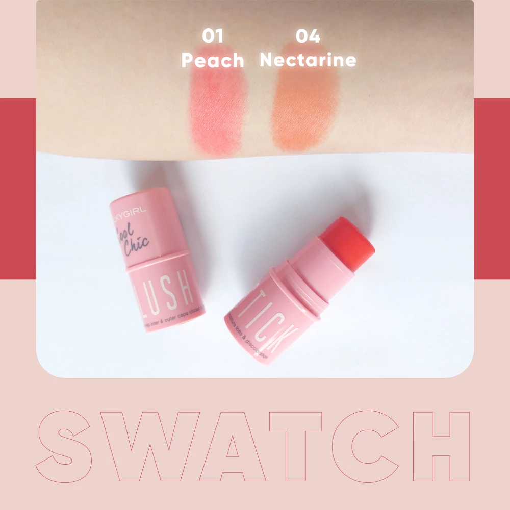 Má hồng Silkygirl dạng thỏi 01/04 màu hồng đào/cam đào 4g