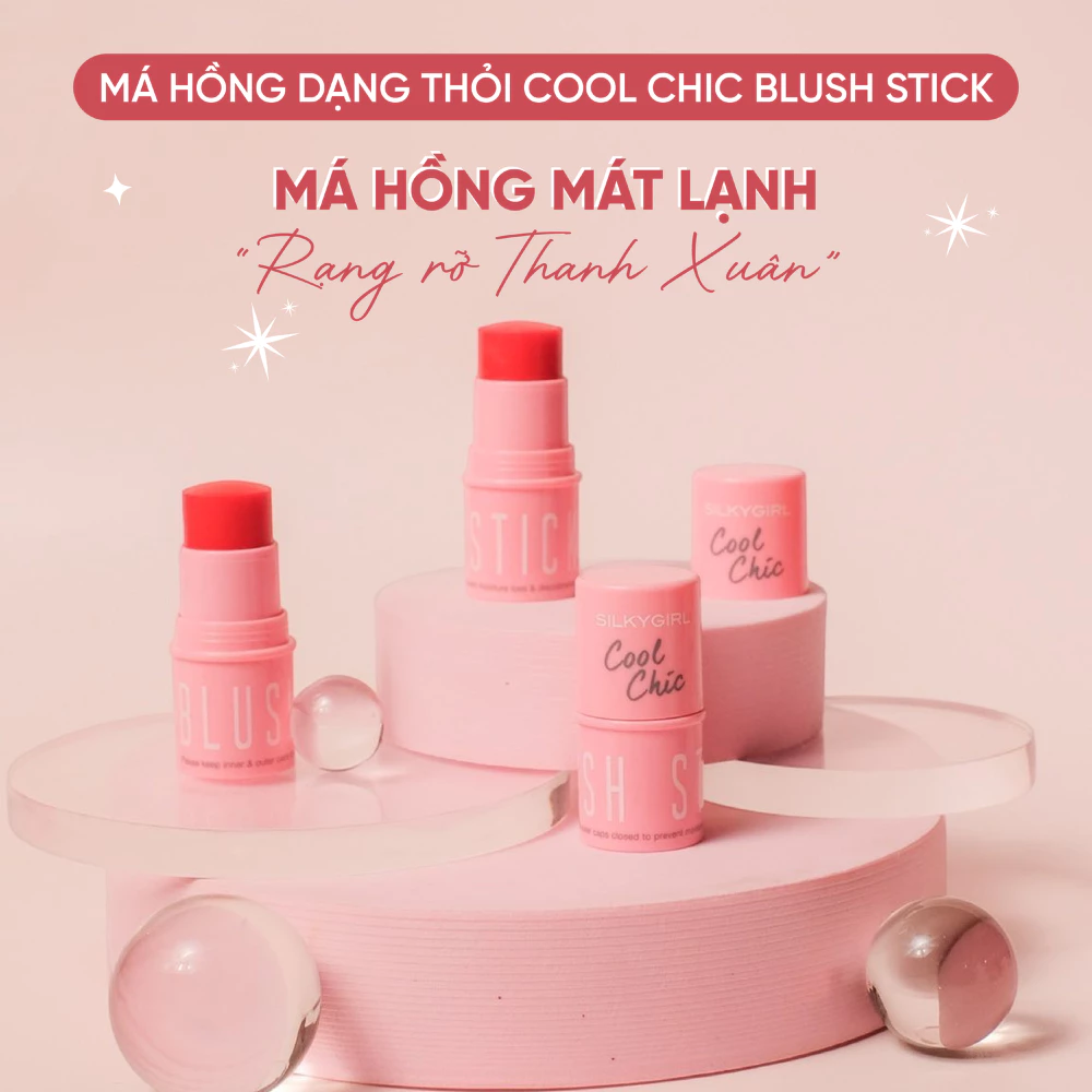Má hồng Silkygirl dạng thỏi 01/04 màu hồng đào/cam đào 4g
