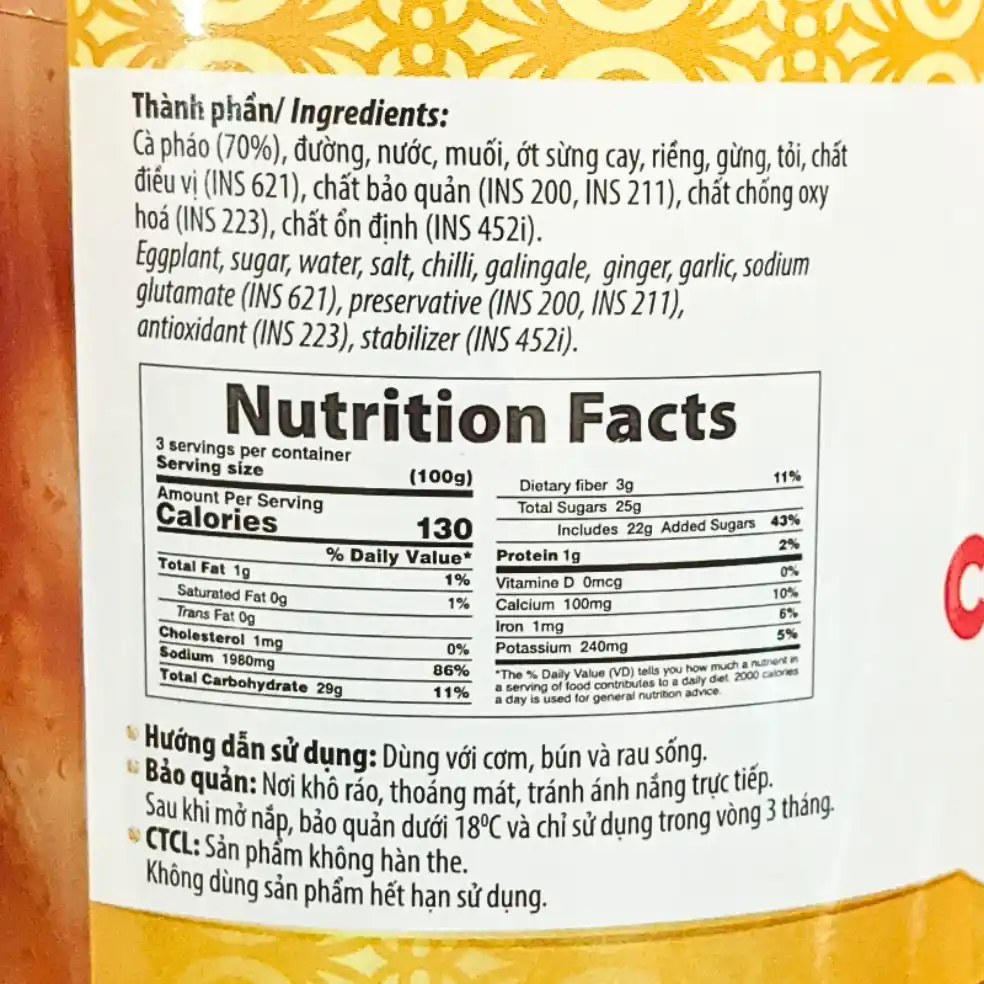 Mắm cà pháo chua cay Sông Hương hũ 390g