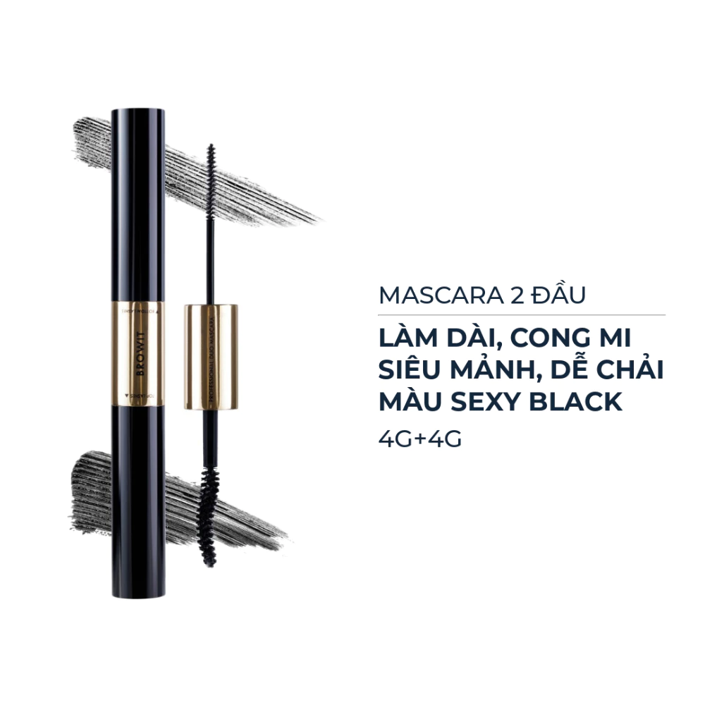 Mascara 2 đầu Browit Professional Duo màu Sexy Black 4g+4g